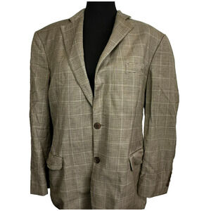 BROOKS BROTHERS | 346 Men's 42R‎ Brown Blue Tan Plaid Wool Sport Coat Blazer